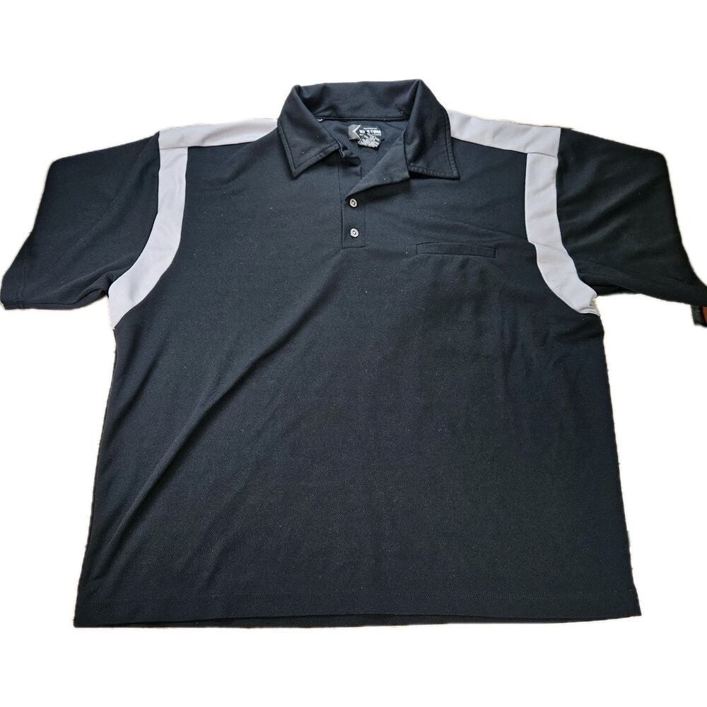 Authentic Kustom Men's Polo Shirt Size Medium Black Gray Shirt Automotive